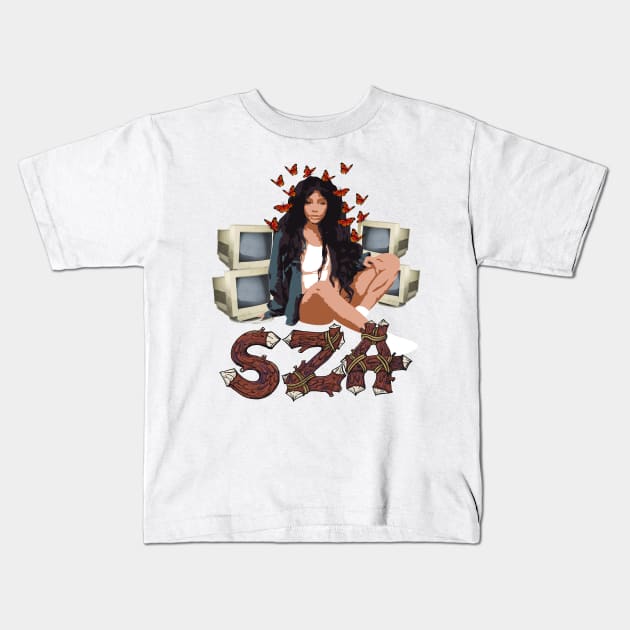 SZA's Artistry A Tapestry Of Emotion And Inspiration Kids T-Shirt by Roselyne Lecocq